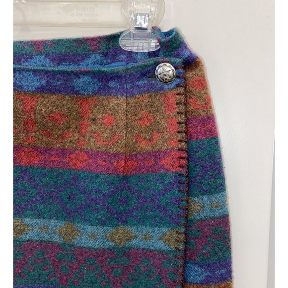 Vintage Preston & York Southwestern Aztec Navajo Blanket Wrap Blanket Skirt Sz 8 - Picture 4 of 9